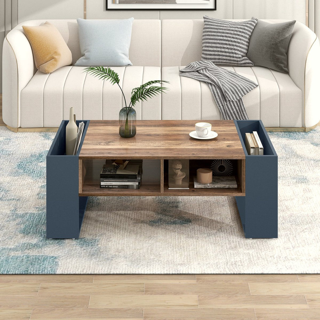 Wood Grain Coffee Table - Double Storage Handleless Design - Image 1