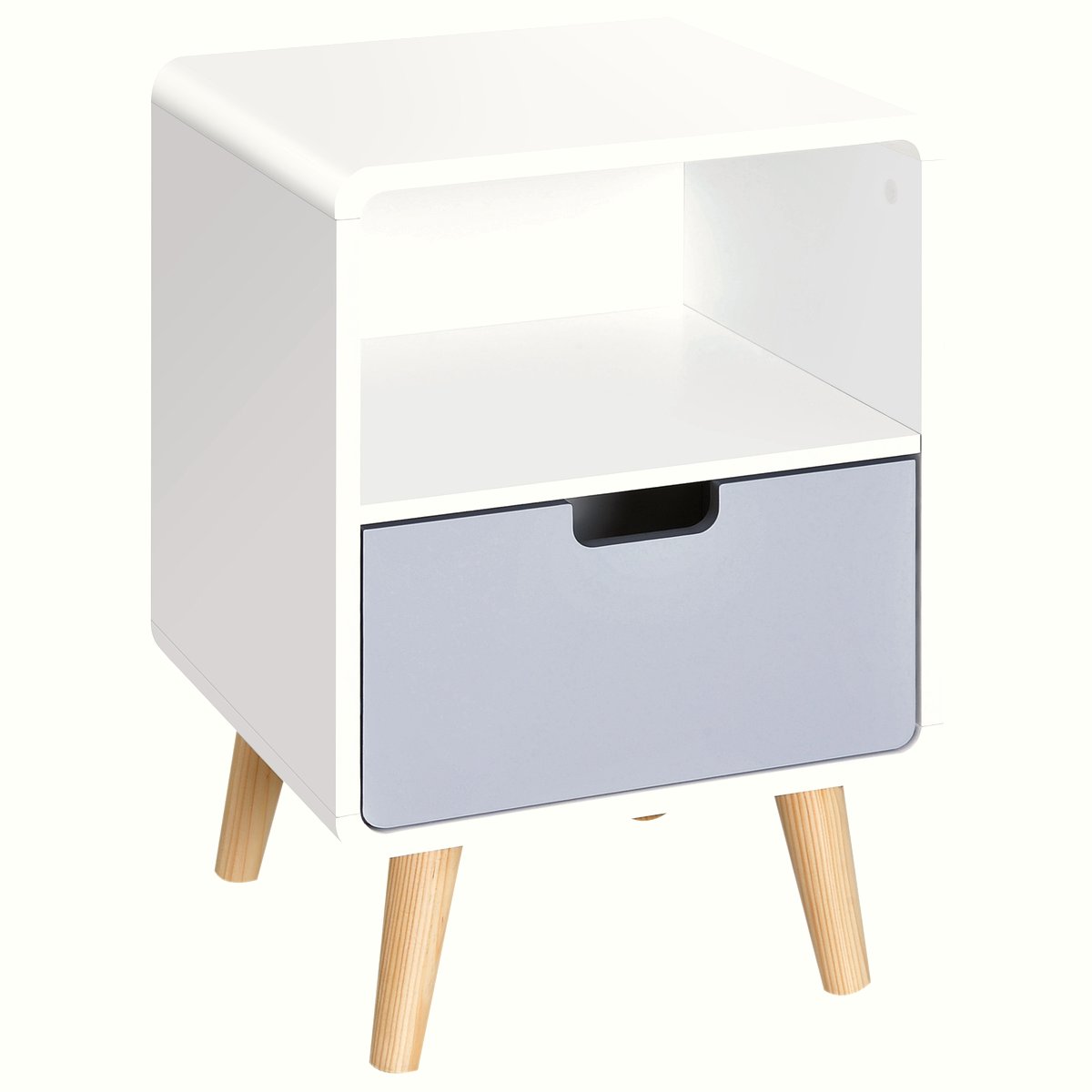 Pine Bedside Table - Scandinavian Nordic Storage Unit - Image 1