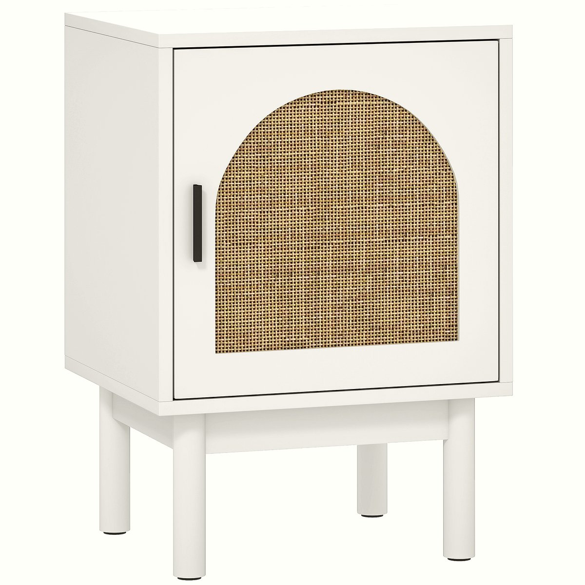 Rattan Bedside Table - White Wood with Arch Door - Image 1