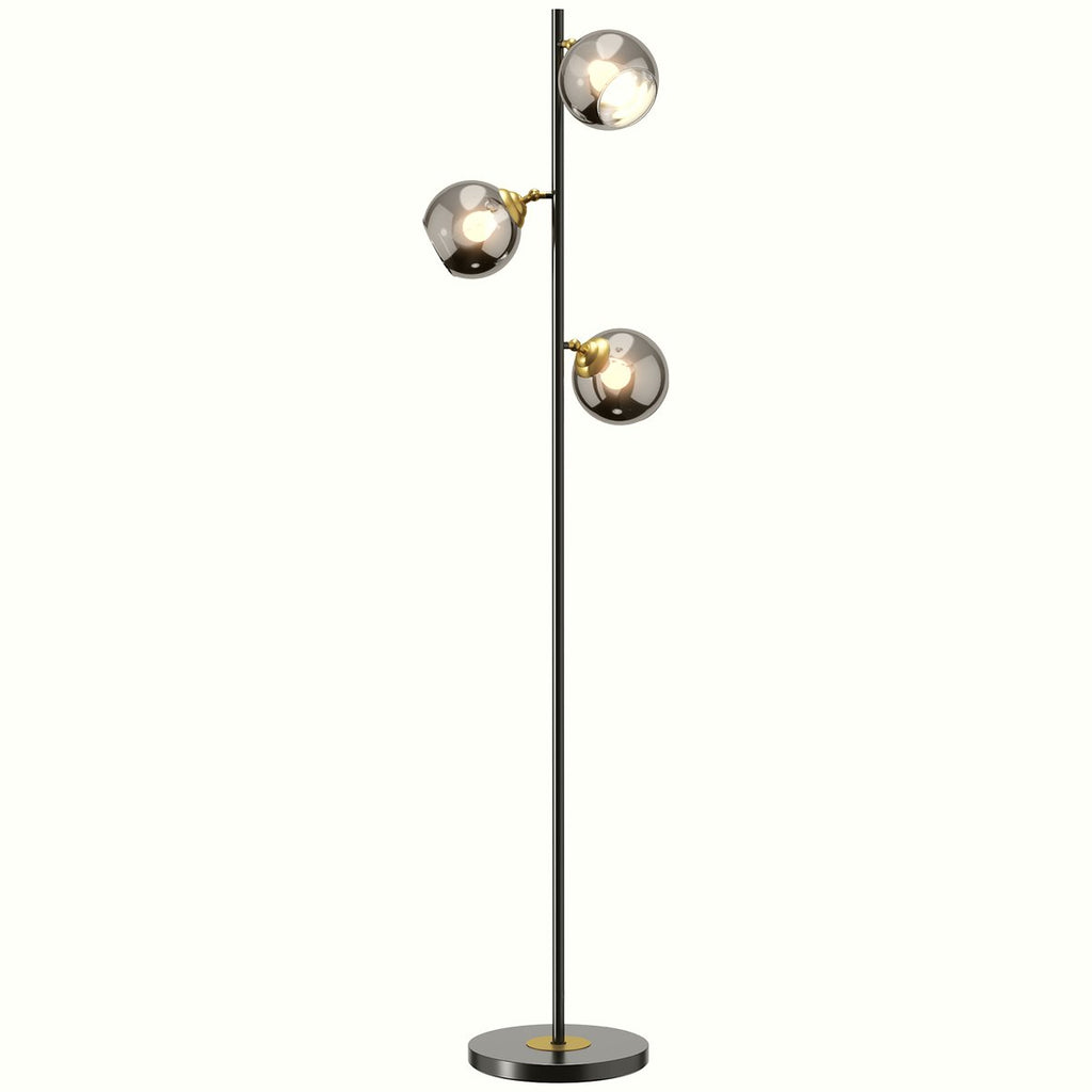 Tree Floor Lamp - Grey Metal with 3 Adjustable Glass Shades - Image 1
