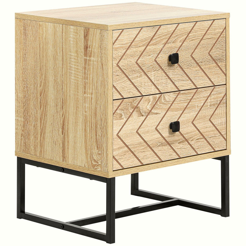 Zig Zag Bedside Table - Two-Drawer Wood Storage Unit - Image 1