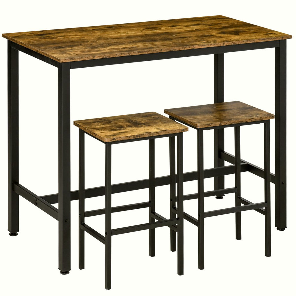 Bar Table Set - Industrial Metal Frame with Stools - Image 1