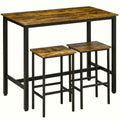 Bar Table Set - Industrial Metal Frame with Stools - Image 1