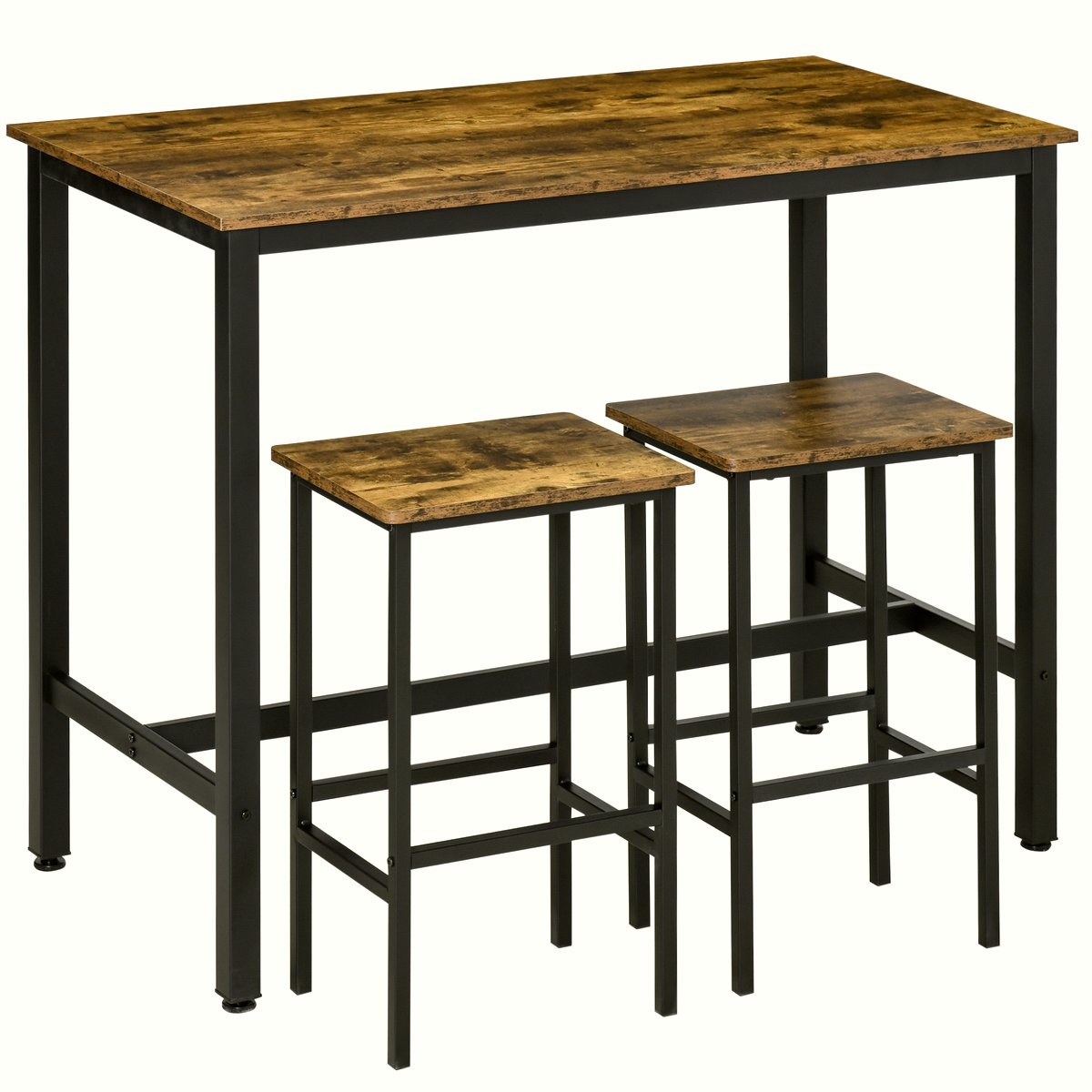 Bar Table Set - Industrial Metal Frame with Stools - Image 1