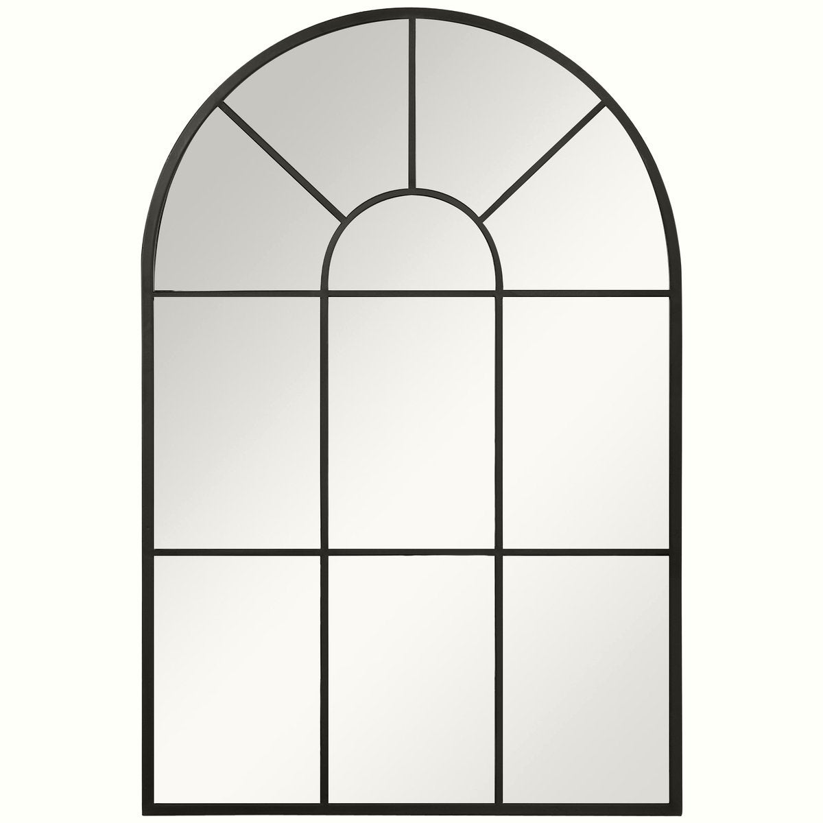 Arched Grid Mirror - White Metal Frame with Classic Design - Image 1