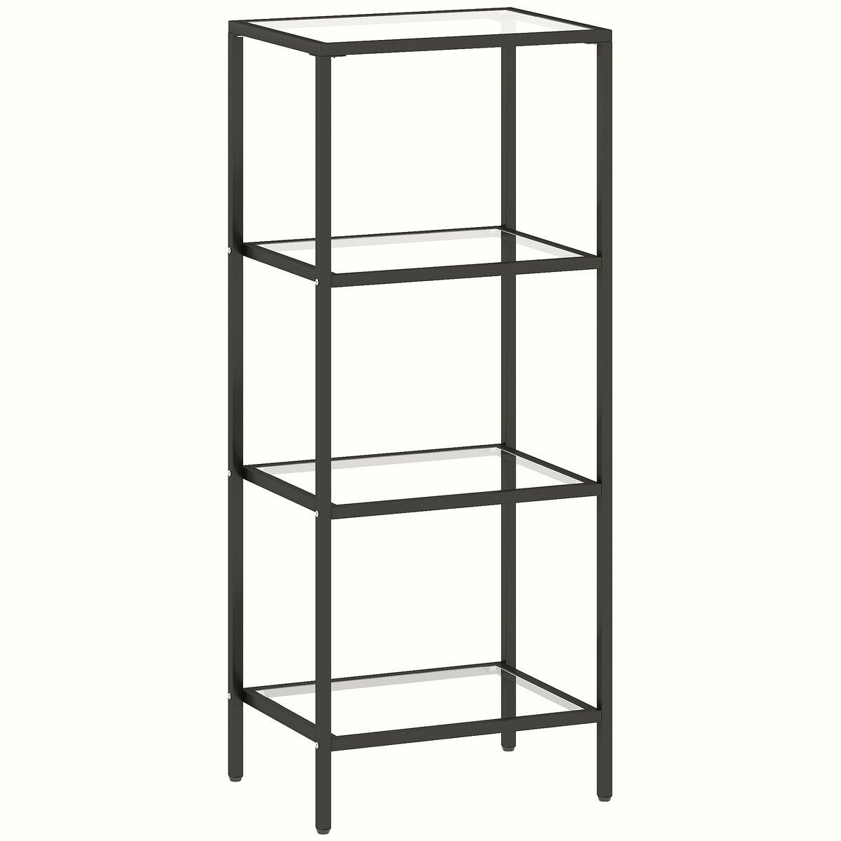 Glass Shelving Unit - Black Frame, 4-Tier Vertical Storage - Image 1