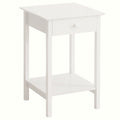 White Wooden Bedside Table - Storage Drawer & Shelf - Image 1