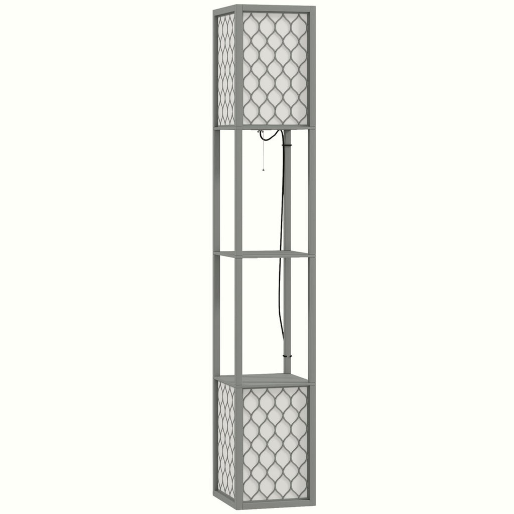 Floor Lamp with Shelves - Modern Light Grey Storage Lamp - Image 1