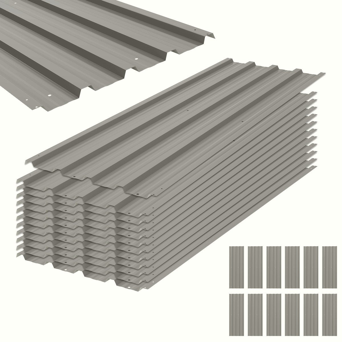 Steel Roof Panels - Light Grey Corrugated Industrial Grade - Image 1