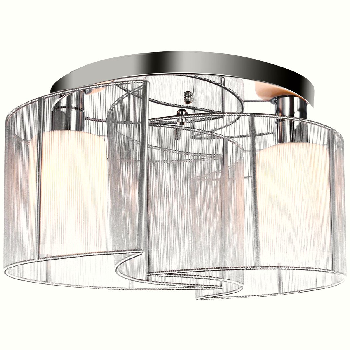 Semi-Flush Ceiling Light - Chrome White Double Crescent - Image 1