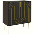 Art Deco Sideboard - Black with Gold Embossed Lines - Image 1