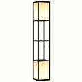 Modern Floor Lamp - Dual Light Shelving Unit in Black - Image 1