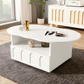 Cloud Coffee Table - White Particle Board with Storage Drawer - Image 1