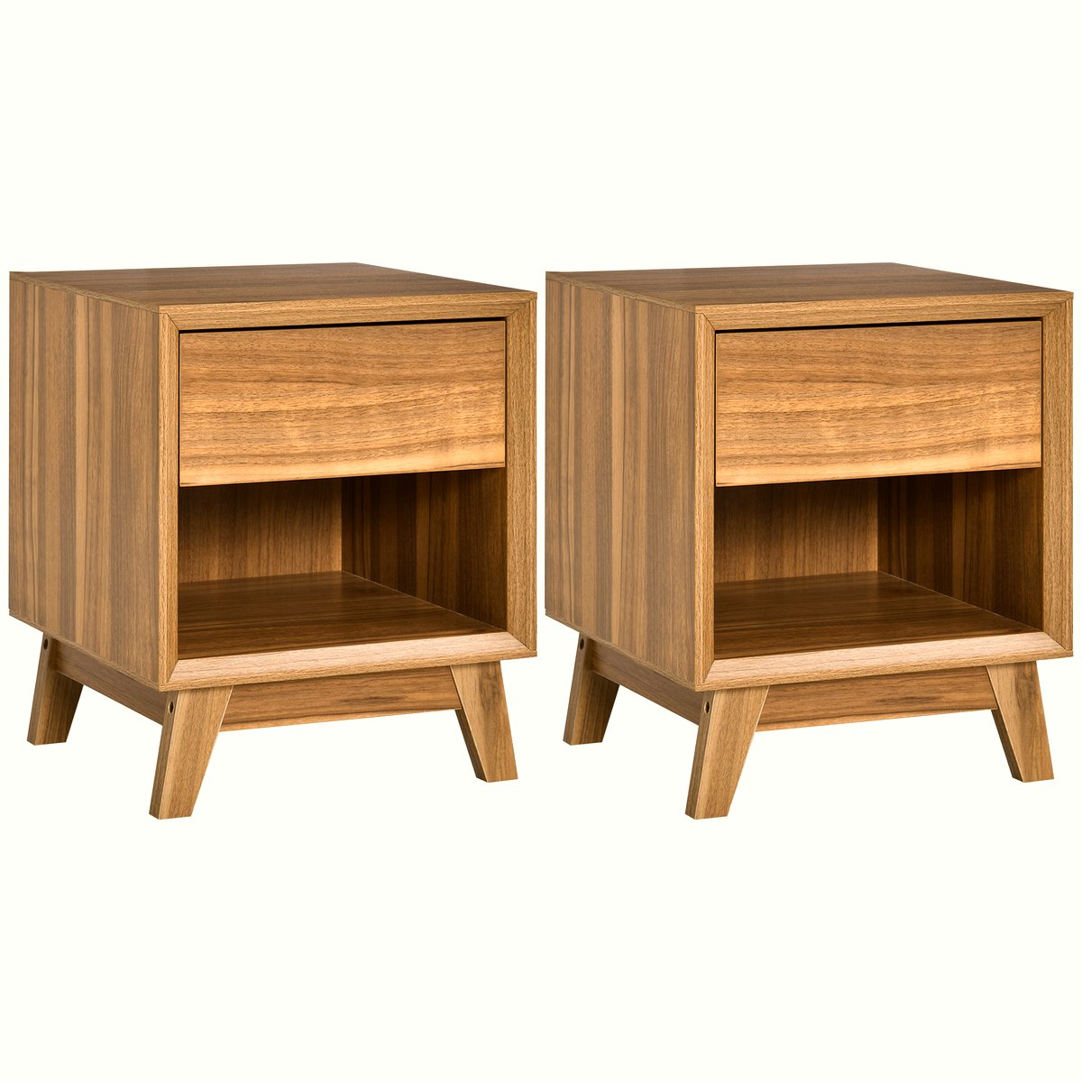 Walnut Bedside Table - Modern Storage with Drawer & Shelf - Image 1