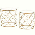 Nesting Side Tables - Gold Wire Frame with Glass Top - Image 1