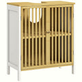 Bamboo Sink Cabinet - Retro Cut-Out Storage Solution - Image 1
