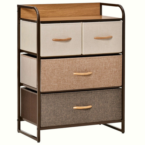 4-Drawer Storage Tower - Steel Frame with Wooden Accents - Image 1