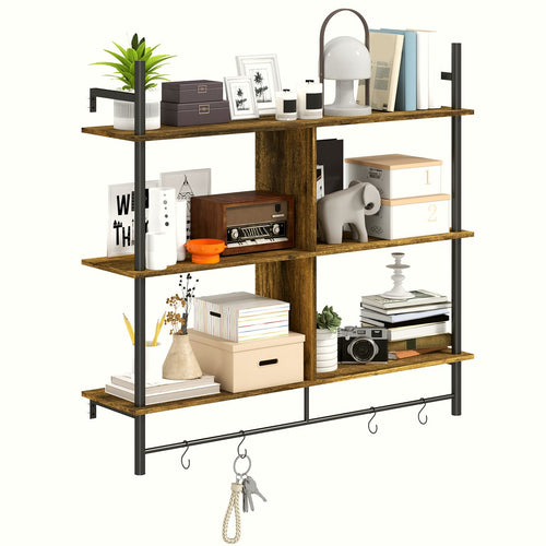 Three-Tier Floating Shelf - Industrial Steel Frame - Image 1
