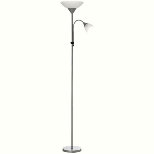 Mother-Child Floor Lamp - Adjustable Silver Metal Design - Image 1