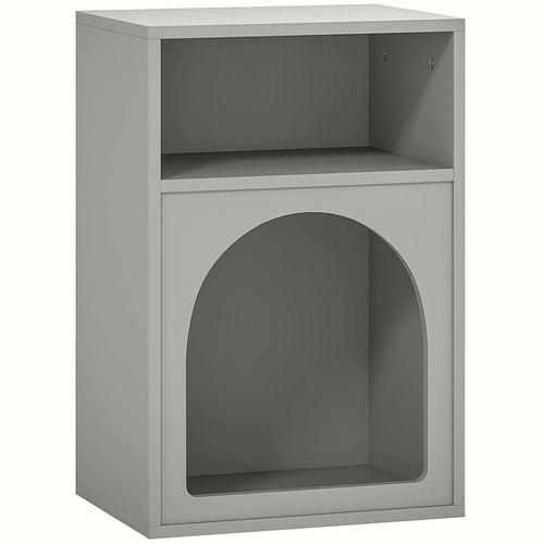 Bedside Table - Grey MDF with Arch Design - Image 1