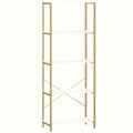 5-Tier Bookshelf - Modern Metal Frame in White and Gold - Image 1