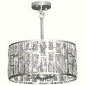 Glass Crystallite Chandelier - Silver-Tone Grid Design - Image 1