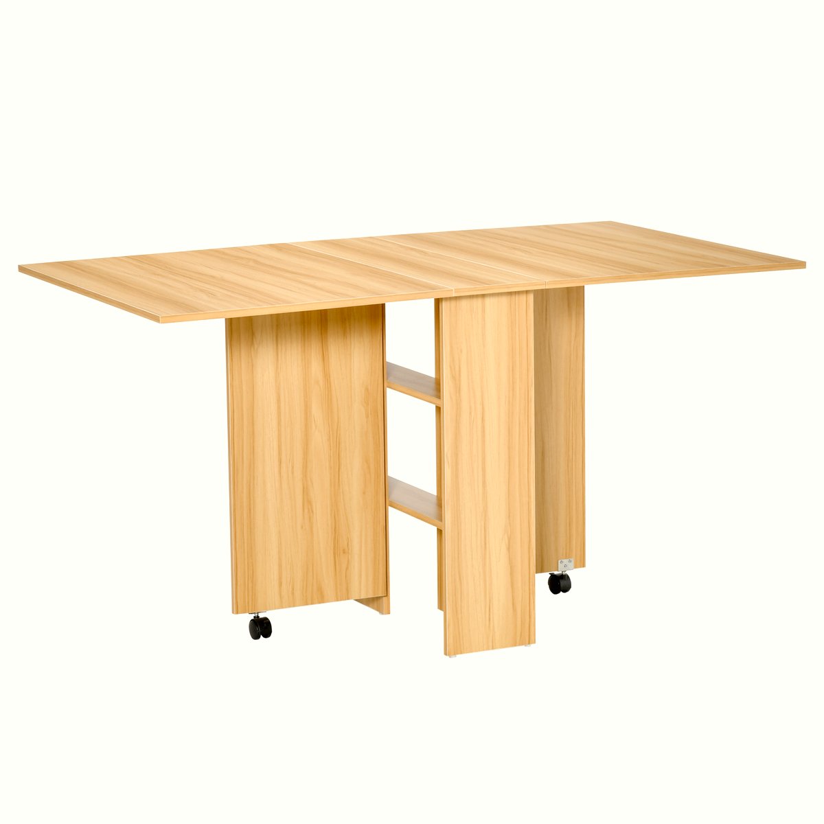 Drop Leaf Dining Table - Teak Foldable Space-Saver - Image 1