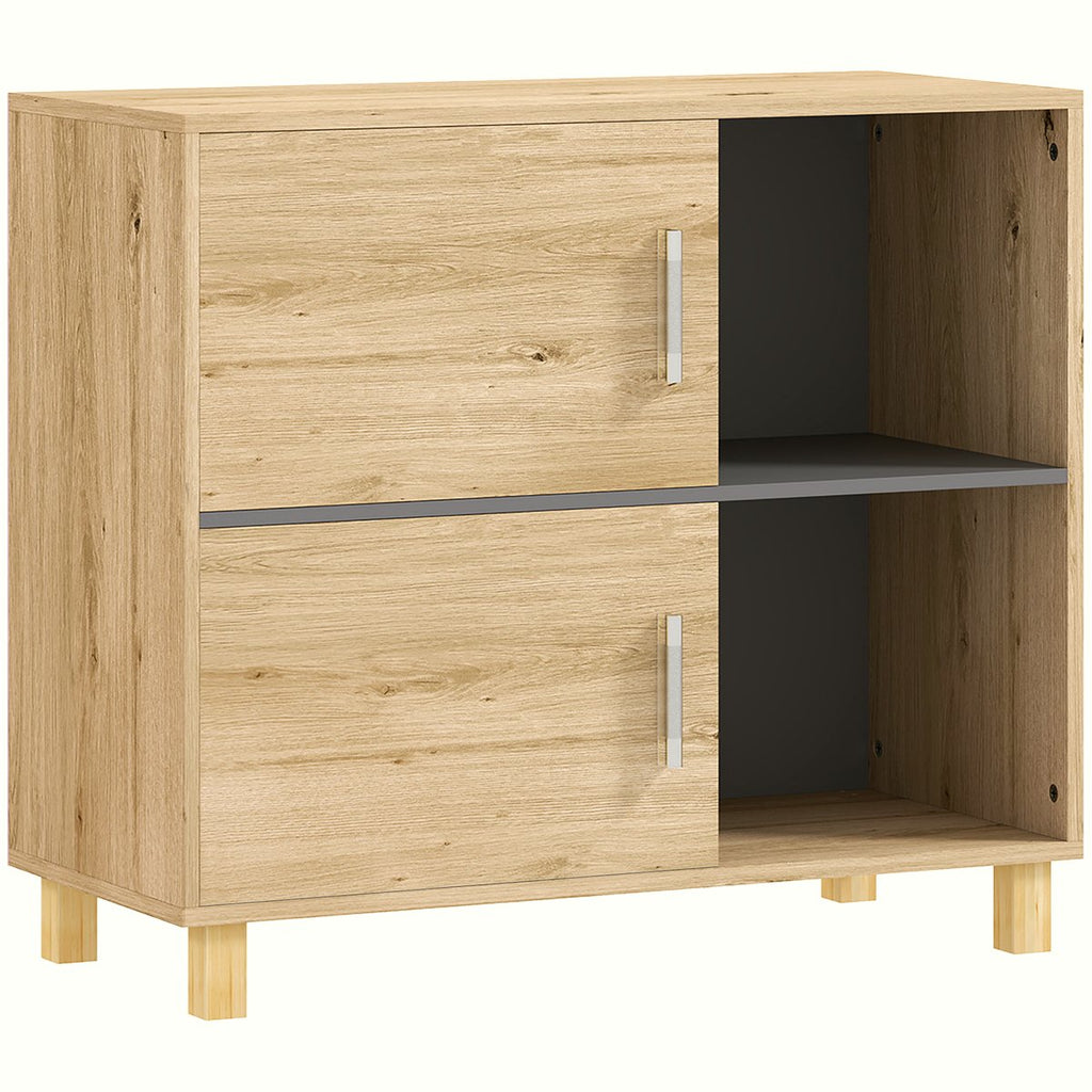 Wooden Bathroom Cabinet - Open Shelves with Double Doors - Image 1