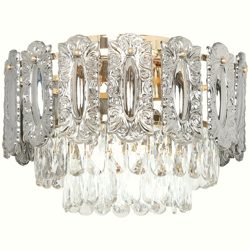 Vintage Chandelier - 3-Light Crystal and Smoke Glass Fixture - Image 1