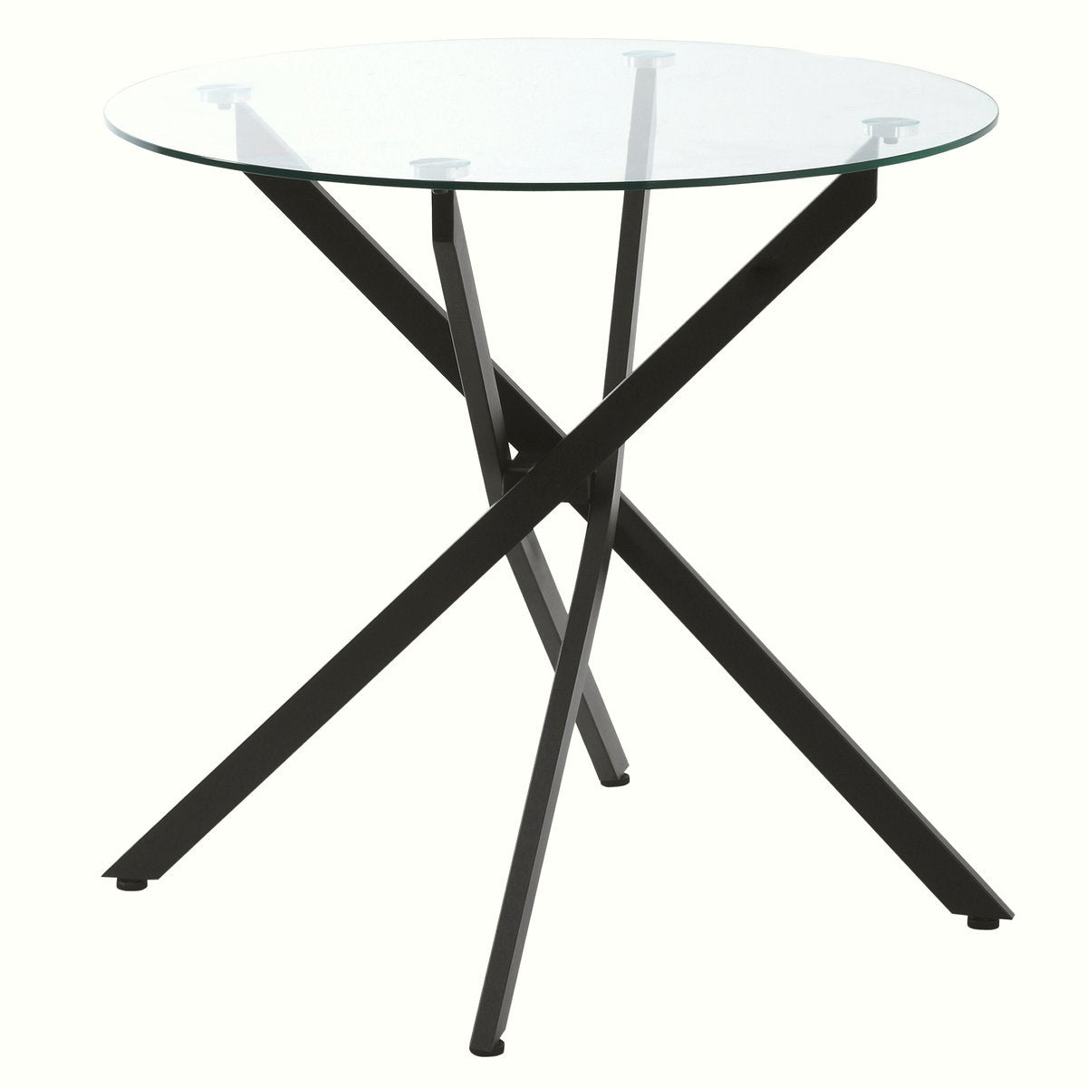 Round Glass Dining Table - Black Metal Frame Modern Design - Image 1