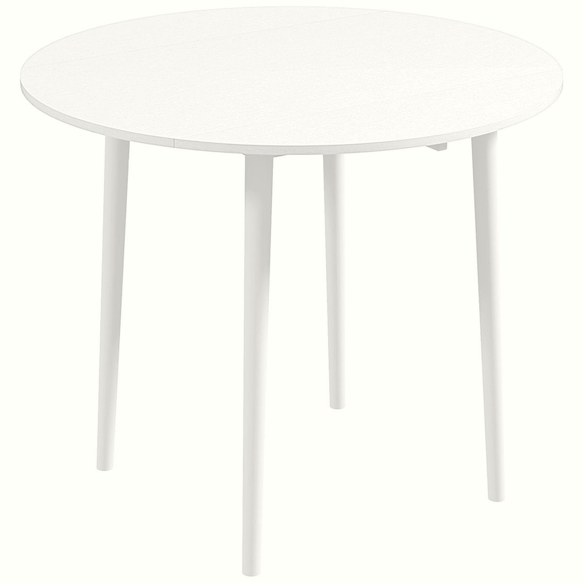 Drop Leaf Dining Table - White Wood Compact Design - Image 1