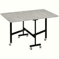 Drop Leaf Dining Table - Grey Marble with Steel Wheels - Image 1