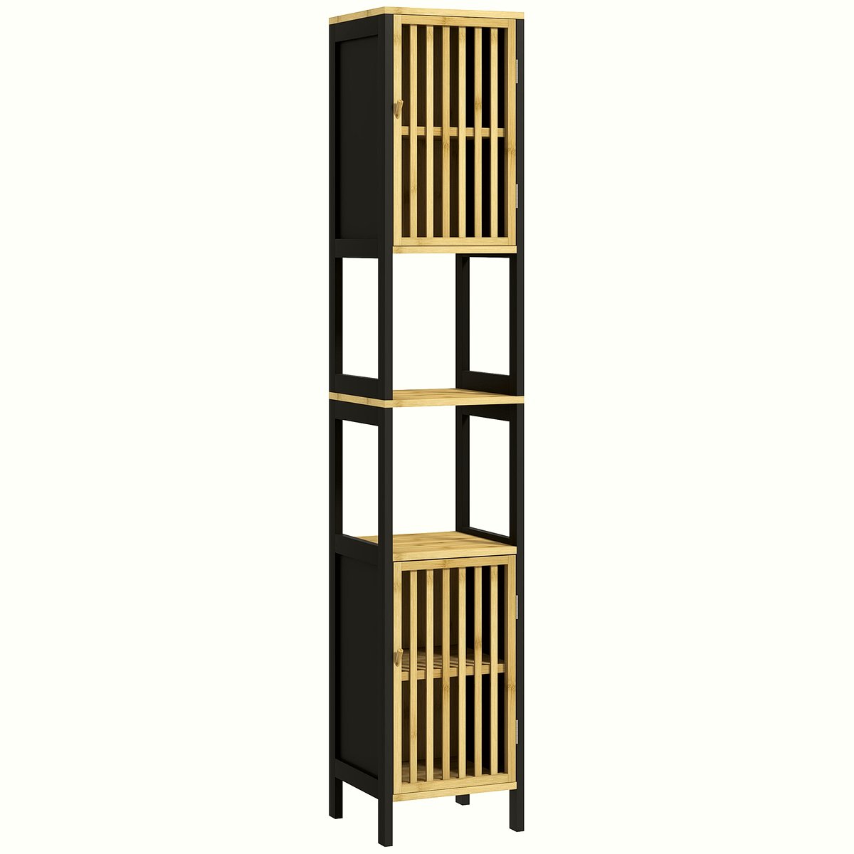 Bamboo Bathroom Storage Unit - Retro Cut-Out Design - Image 1