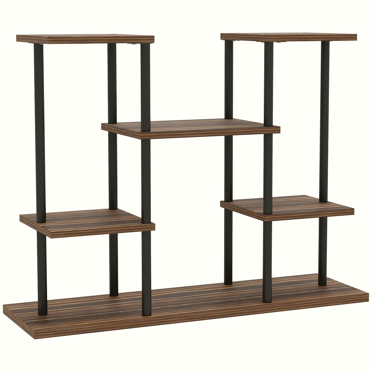 Four-Tier Plant Stand - Industrial Wood and Metal Design - Image 1