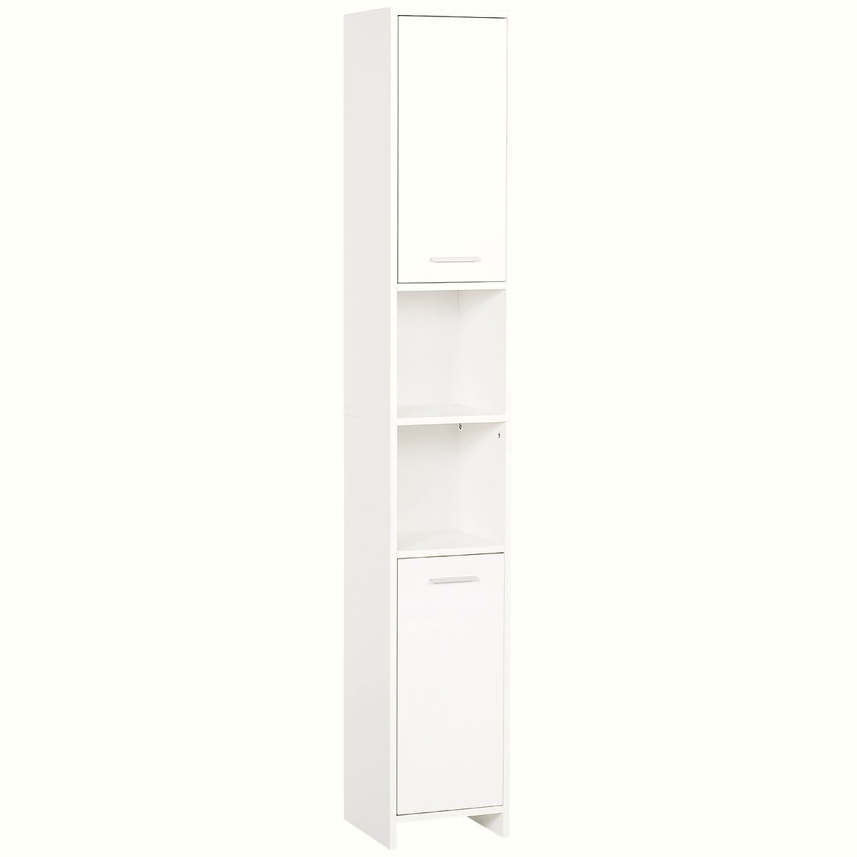 Tall Bathroom Cabinet - Neutral White Wood Storage - Image 1