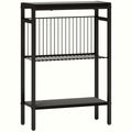 Industrial Side Table - Black Steel Three-Tier Design - Image 1