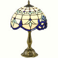 Stained Glass Table Lamp - Handcrafted Blue Antique Design - Image 1