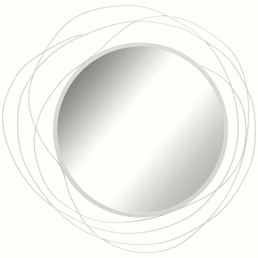 Abstract Metal Wire Wall Mirror - Silver Geometric Design - Image 1