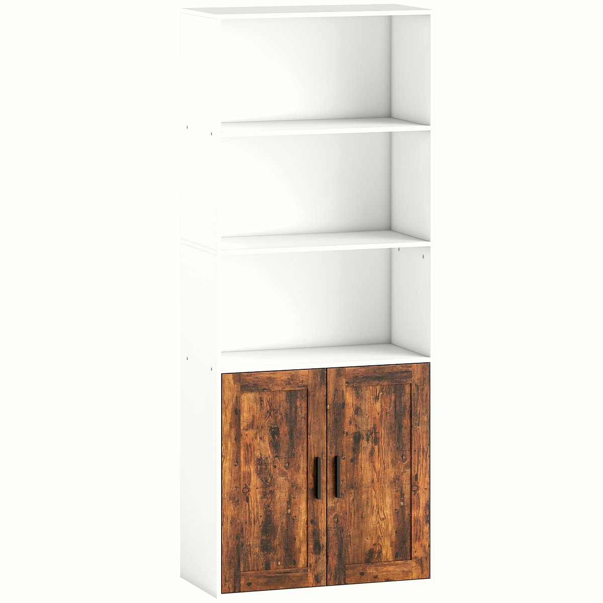 5-Tier Bookcase - Rustic Brown Wood Storage Solution - Image 1