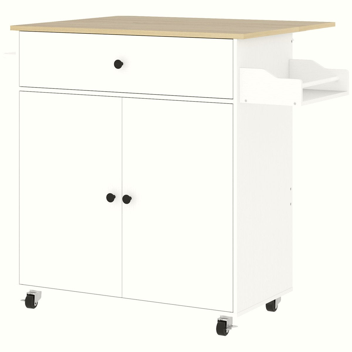 Kitchen Island Cart - White Oak with Drop Leaf Design - Image 1