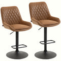 Retro Bar Stools - Orange Faux Leather Swivel Design - Image 1