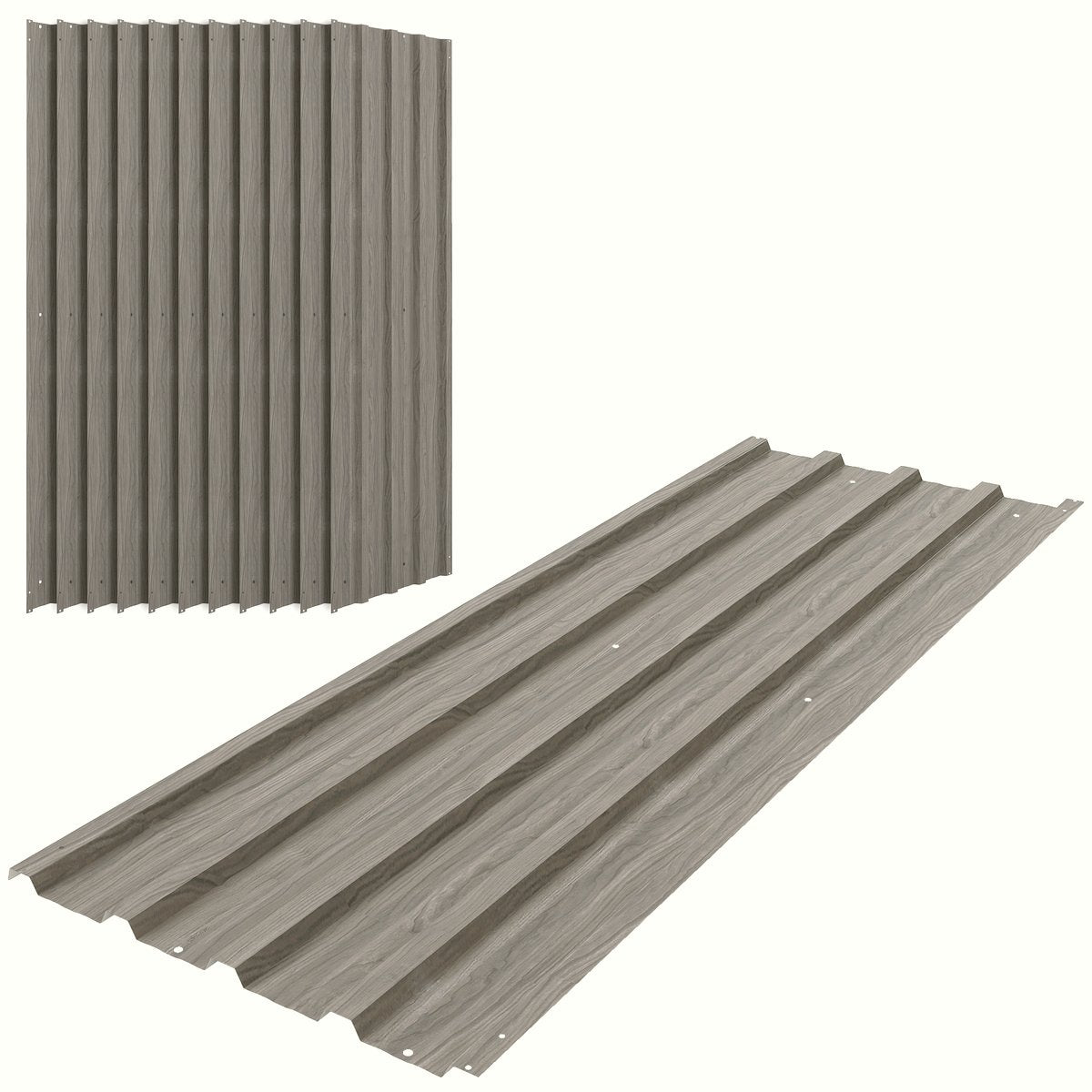 Corrugated Steel Roof Panels - Grey Wood Effect Finish - Image 1