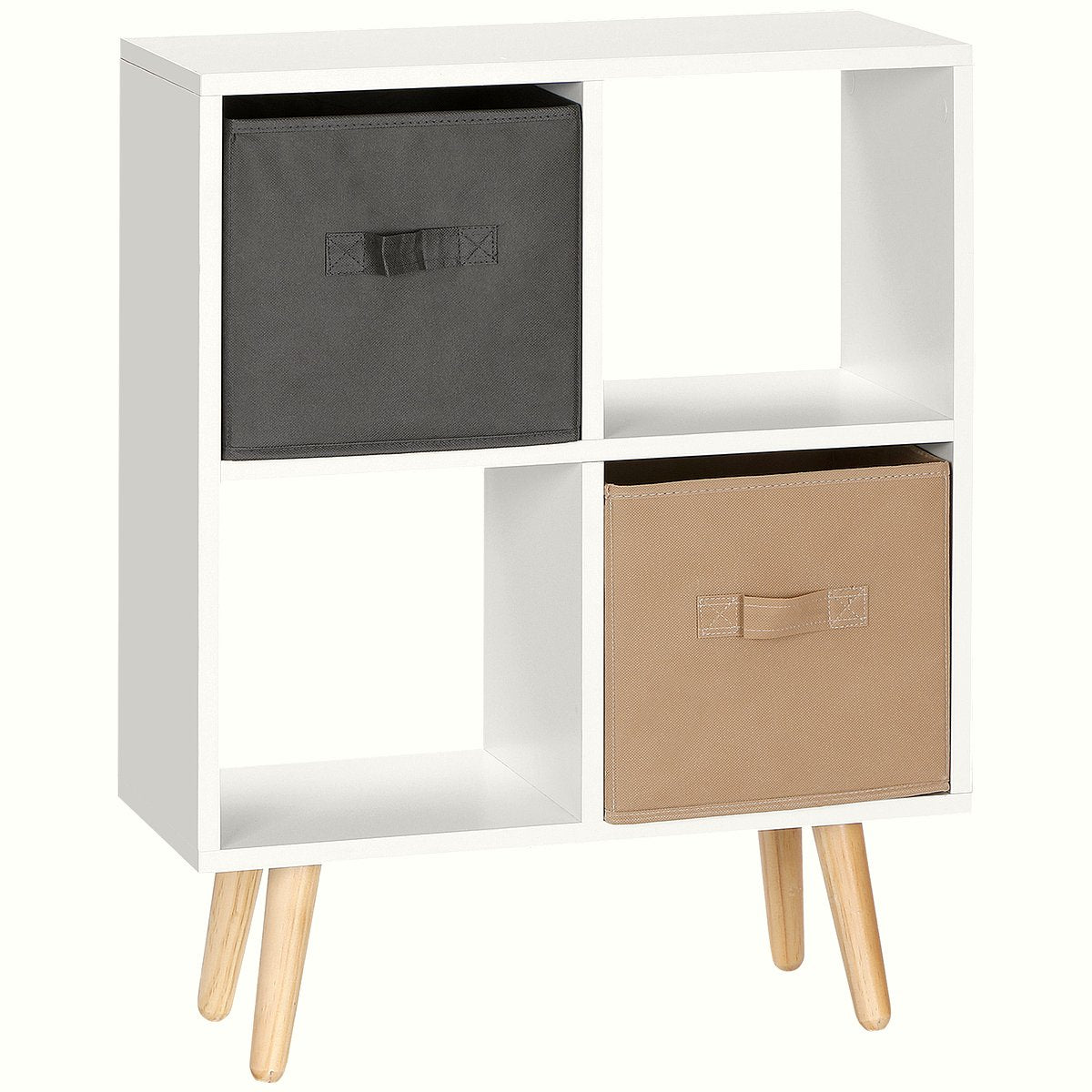 Storage Cube Unit - Wooden Frame with Fabric Drawers - Image 1