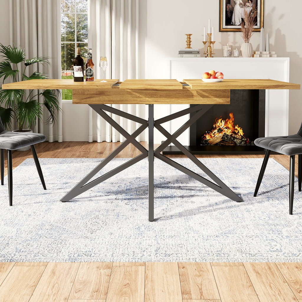 Walnut Extendable Dining Table - Black Star Legs - Image 1