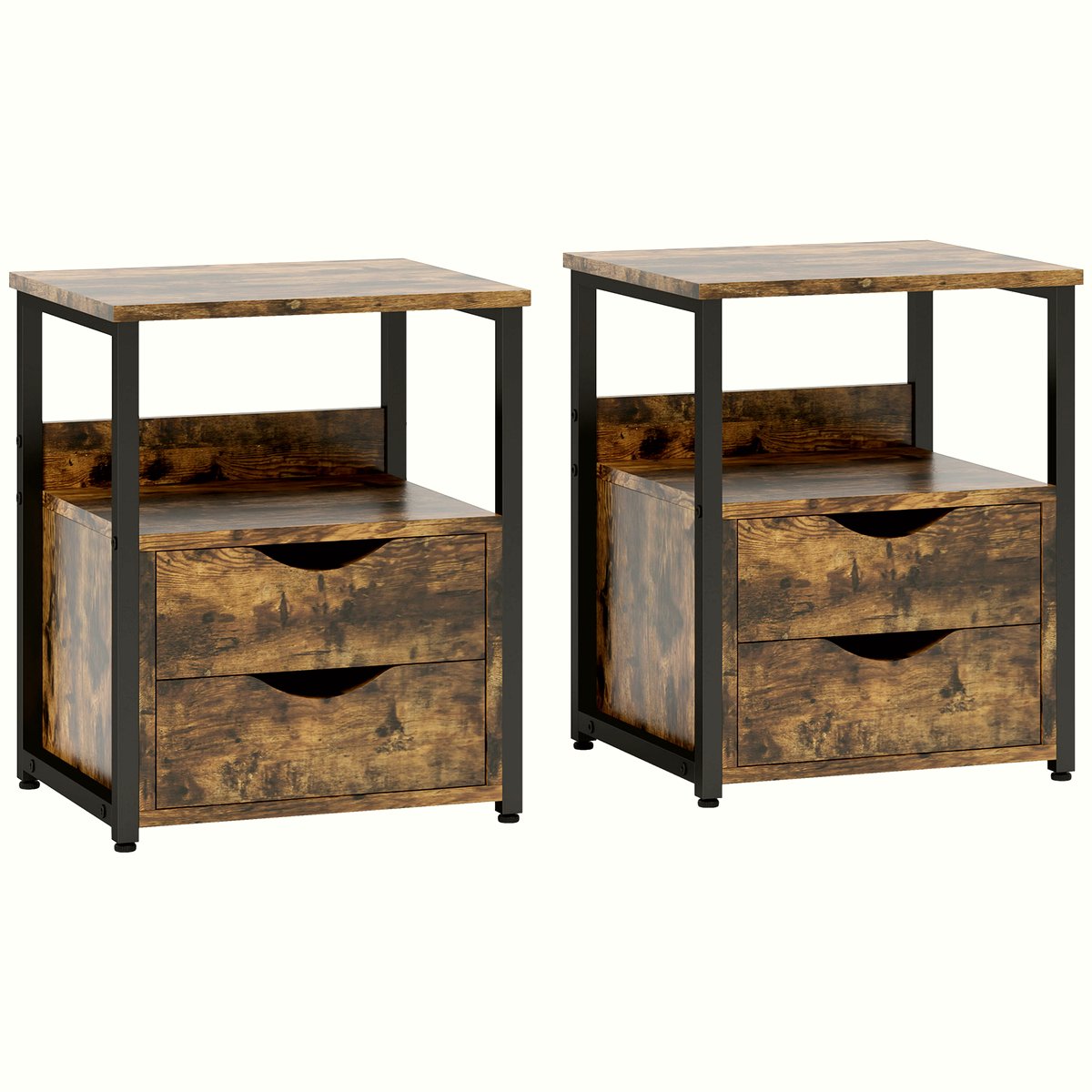 Industrial Side Table - Dark Wood & Matte Black Frame - Image 1