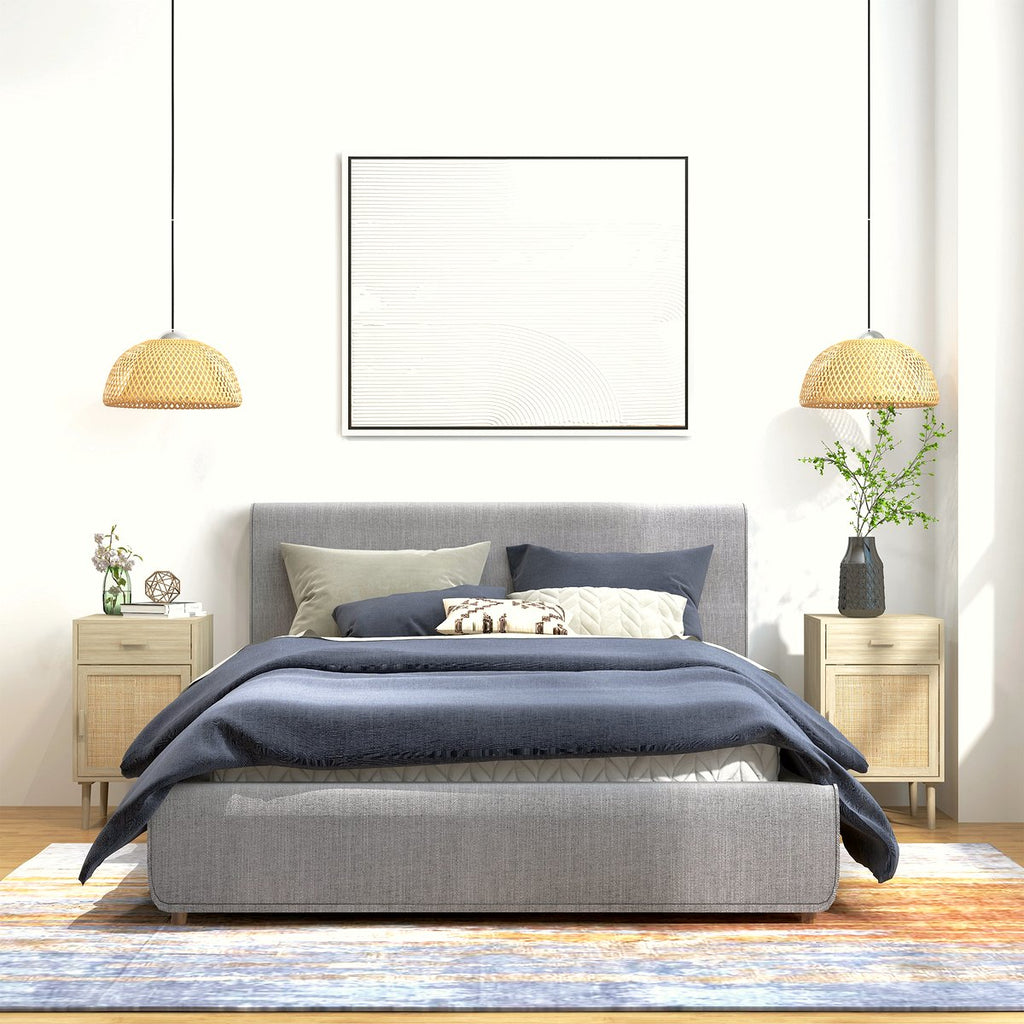 Rattan Side Tables - Natural Wood Storage Cabinet - Image 2