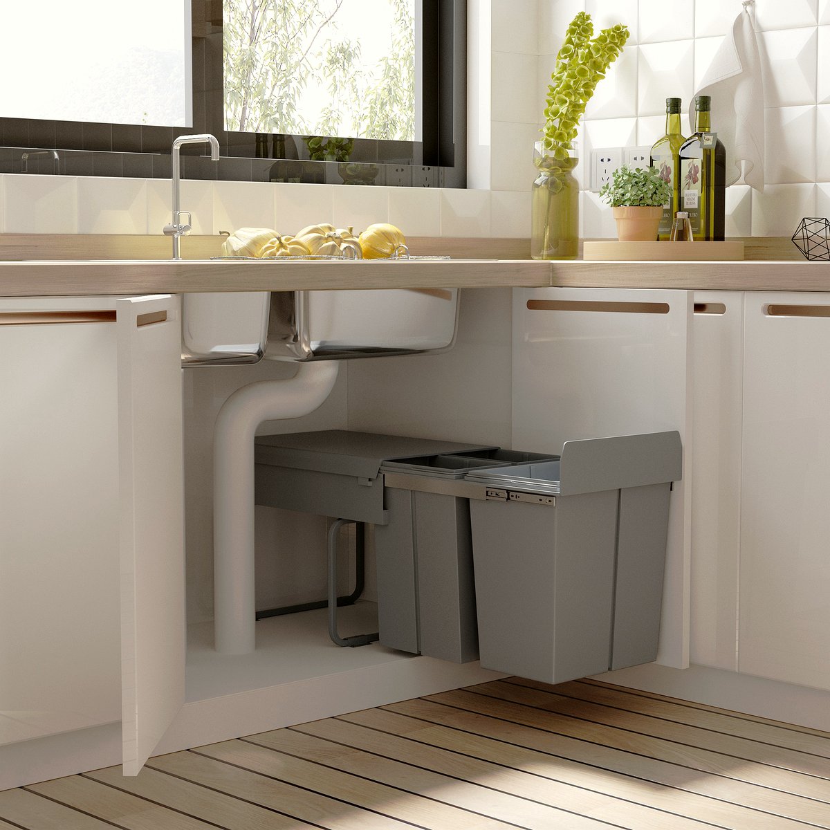 Kitchen Waste Bin - Soft Close Pull Out Recycling System - Image 2