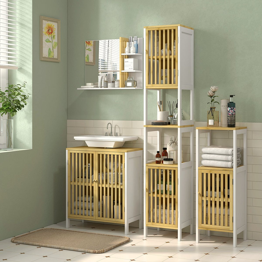 Bamboo Sink Cabinet - Retro Cut-Out Storage Solution - Image 2
