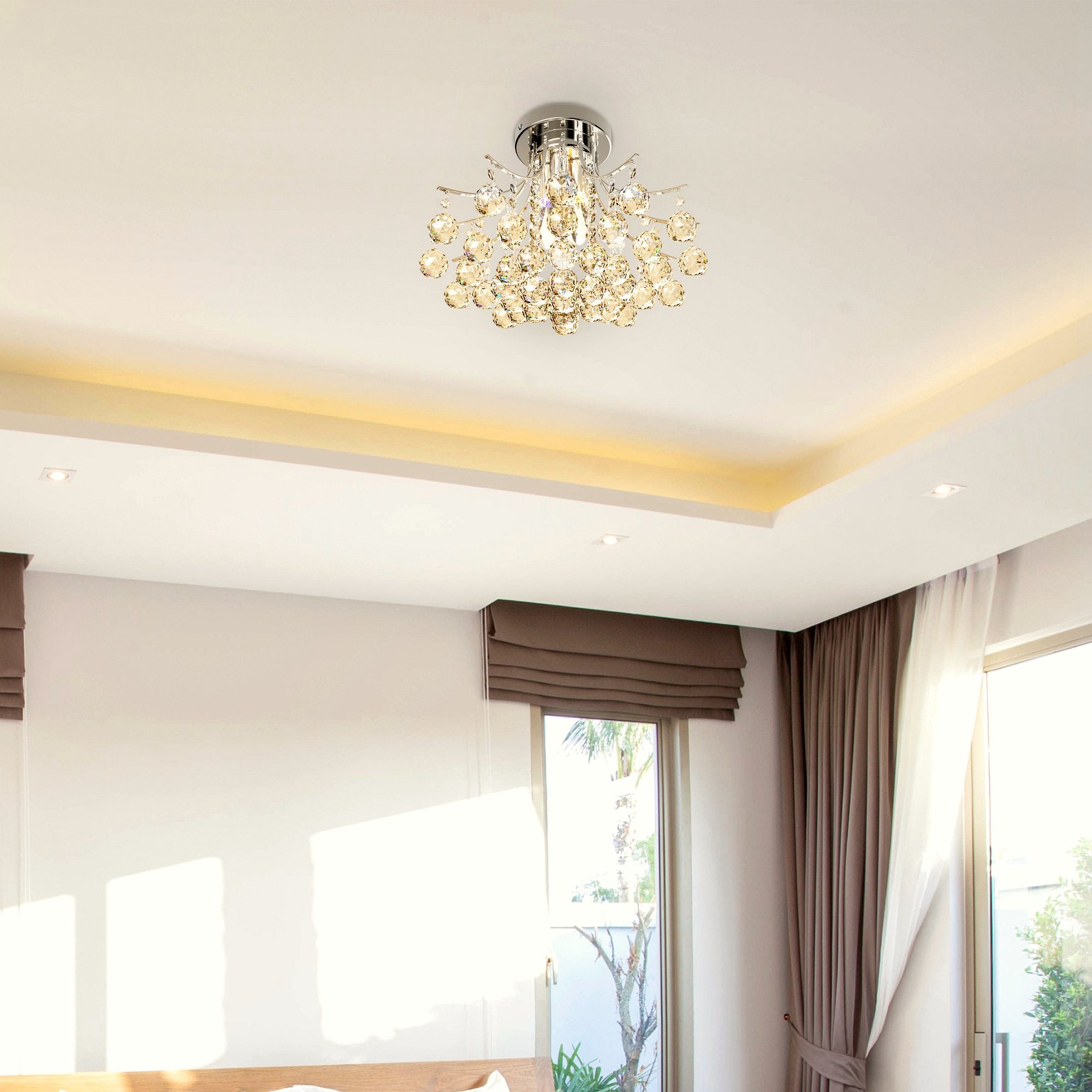 Crystal Chandelier - K9 Droplets with 3 Bulb Base - Image 2