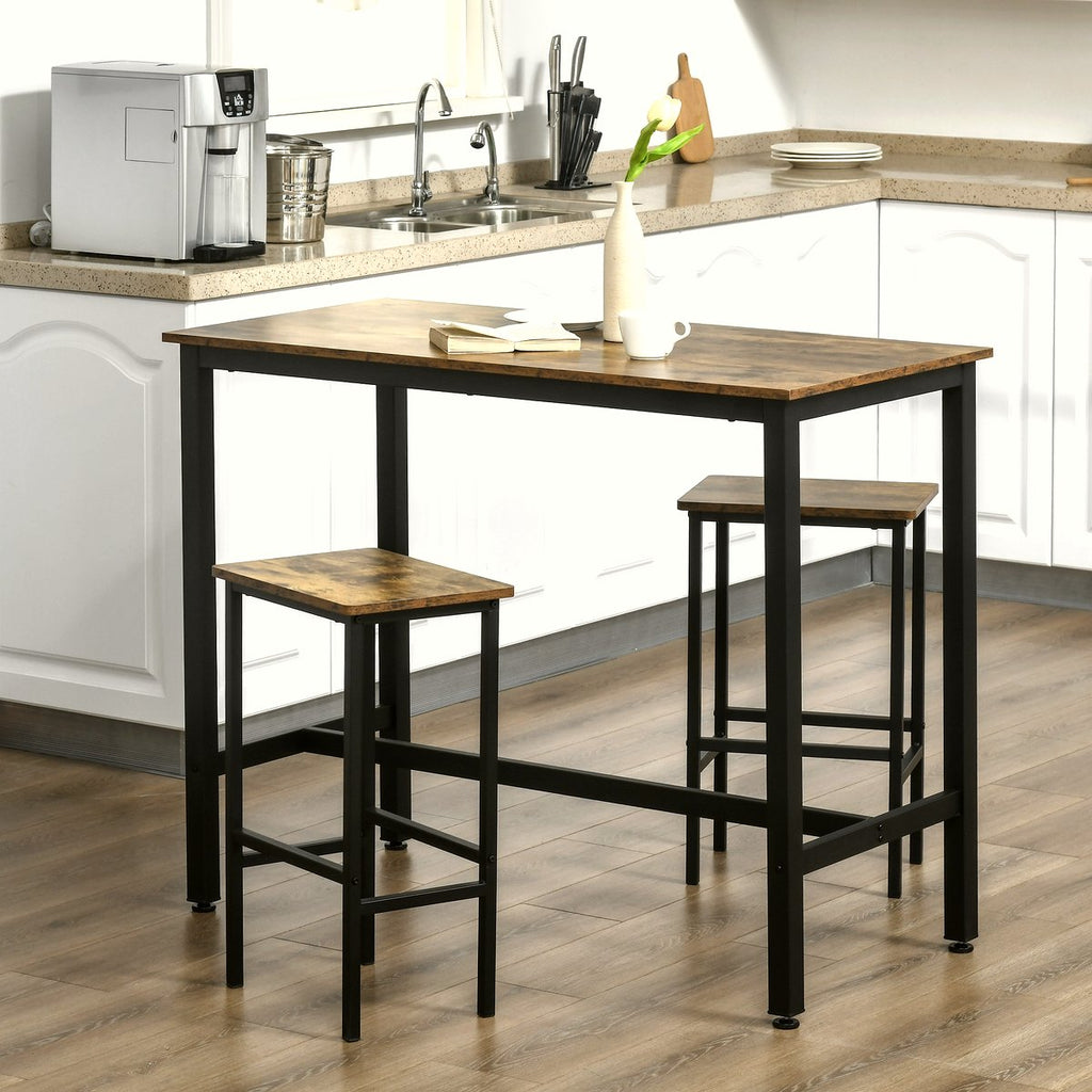 Bar Table Set - Industrial Metal Frame with Stools - Image 2